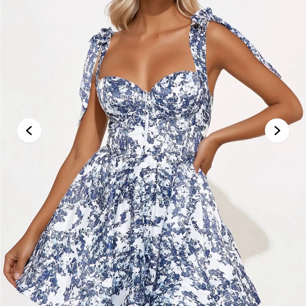 Fashion Nova Blue and White Mini Dress